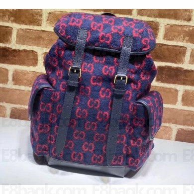 Gucci Small GG Wool Backpack Bag 598184 Dark Blue 2019