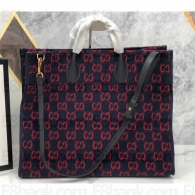 Gucci GG Wool Tote Bag 598169 Dark Blue 2019