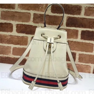 Gucci Leather Web Ophidia Small Bucket Bag 610846 White