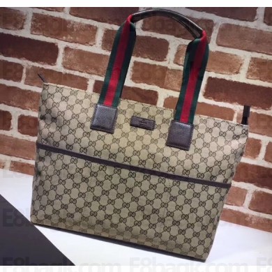 Gucci GG Canvas Diaper Bag 155524 Beige