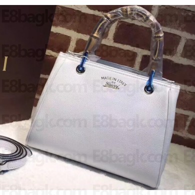 Gucci Leather Bamboo Shopper Small Shoulder Tote Bag 336032 White