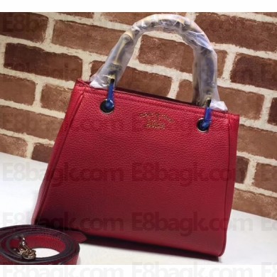 Gucci Leather Bamboo Shopper Small Shoulder Tote Bag 336032 Red