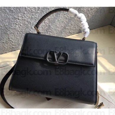 Valentino VSLING Grainy Calfskin Handbag Black 2019