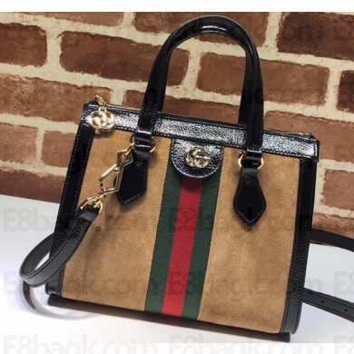Gucci Web Ophidia Suede Leather Small Tote Bag 547551 Brown