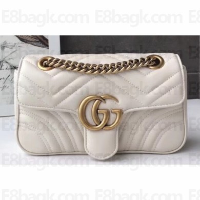 Gucci GG Marmont Mini Matelassé Shoulder Bag 446744 Leather White