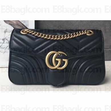 Gucci GG Marmont Small Matelassé Shoulder Bag 443497 Leather Black
