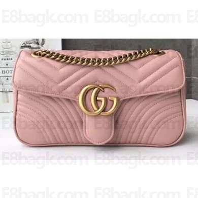 Gucci GG Marmont Small Matelassé Shoulder Bag 443497 Leather Pink