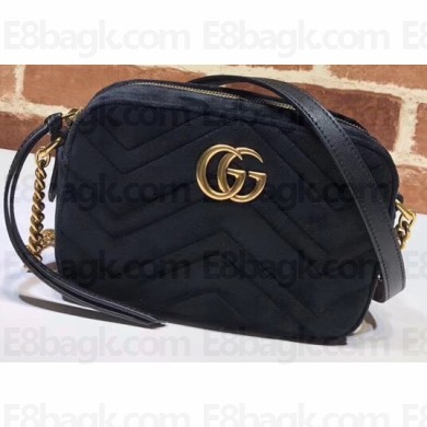 Gucci GG Marmont Mini Matelassé Shoulder Camera Bag 448065 Velvet Black
