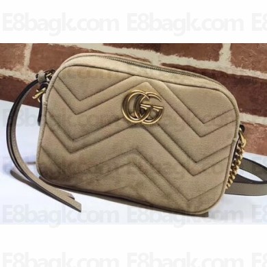 Gucci GG Marmont Mini Matelassé Shoulder Camera Bag 448065 Velvet Taupe
