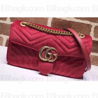 Gucci GG Marmont Small Matelassé Shoulder Bag 443497 Velvet Red