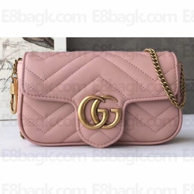 Gucci GG Marmont Matelassé Super Mini Shoulder Bag 476433 Leather Pink