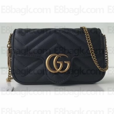 Gucci GG Marmont Matelassé Super Mini Shoulder Bag 476433 Leather Black