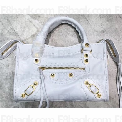Balenciaga Classic Mini City Bag White/Gold