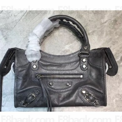 Balenciaga Classic Mini City Bag Dark Gray/Silver
