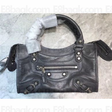 Balenciaga Classic Mini City Bag Dark Gray/Metallic Silver