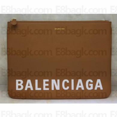 Balenciaga Ville Pouch Clutch Large Bag Brown