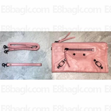 Balenciaga Classic City Pouch Clutch Bag with Strap Pink