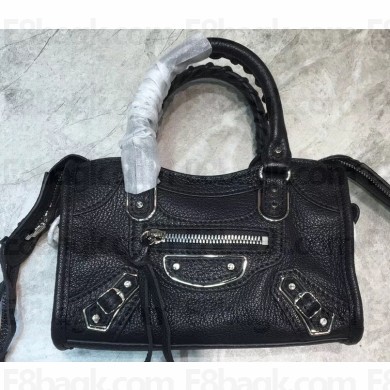 Balenciaga Classic City Nano Bag in Goatskin Black/Silver