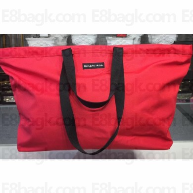 Balenciaga Canvas Shopping Tote Travel Bag Red