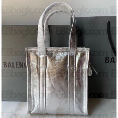 Balenciaga Bazar Shopper XXS Shopping Tote Bag Silver