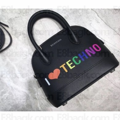 Balenciaga Ville Top Handle XXS Bag I Love Techno Black