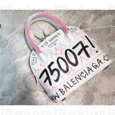Balenciaga Ville Top Handle XXS Bag Graffiti White/Pink