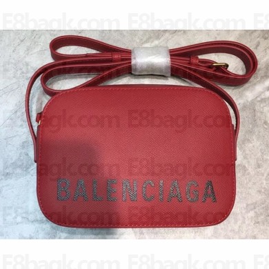 Balenciaga Grained Calfskin Ville Camera XS Bag Red
