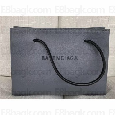 Balenciaga Grained Calfskin Horizontal Shopping Tote Bag Gray