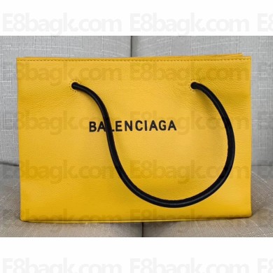 Balenciaga Grained Calfskin Horizontal Shopping Tote Bag Yellow