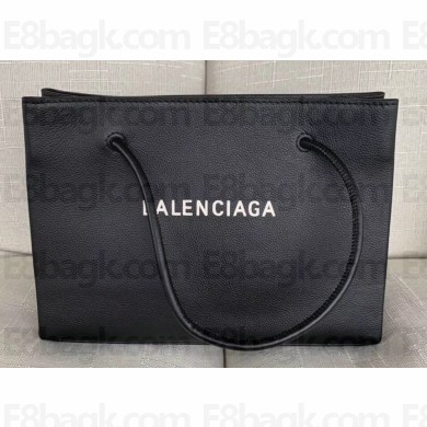 Balenciaga Grained Calfskin Horizontal Shopping Tote Bag Black