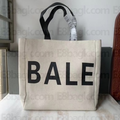 Balenciaga Canvas Shopping Tote Large Bag Logo Creamy