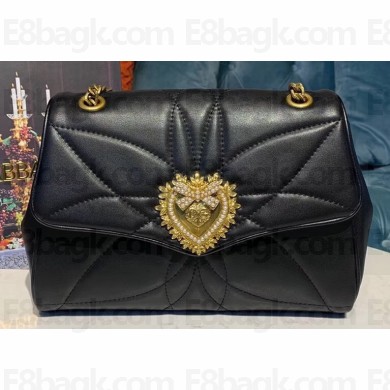 Dolce & Gabbana Medium Devotion Shoulder Bag in Quilted Nappa Leather Black 2019