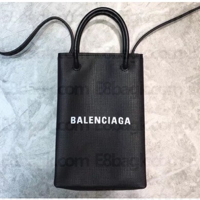 Balenciaga North-South Mini Shopping Phone Holder Bag Black
