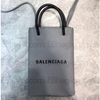 Balenciaga North-South Mini Shopping Phone Holder Bag Gray