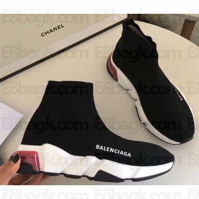 Balenciaga Knit Sock Speed Trainers Sneakers Black/Red Cushioning Sole