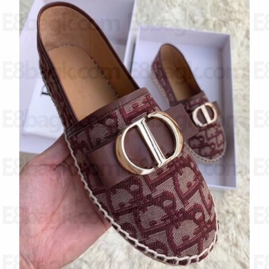 Dior Oblique CD Bow Espadrilles Burgundy 2019