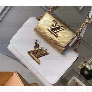 Louis Vuitton Epi Leather Twist MM Bag Set White/Gold