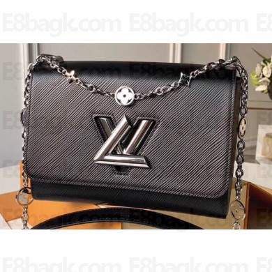 Louis Vuitton Epi Leather Twist MM Bag with Crystal-embellished Chain M55411 Black