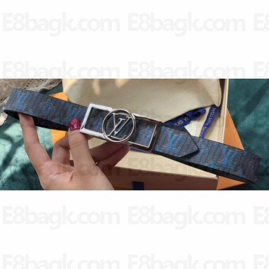Louis Vuitton Width 3cm Square Circle LV Belt Blue/Silver