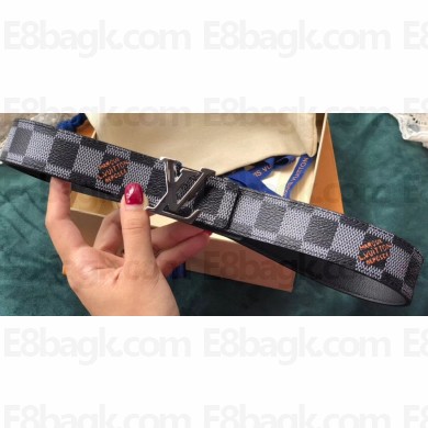 Louis Vuitton Width 3cm LV Initiales Belt Black/Gray/Silver
