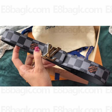Louis Vuitton Width 3cm LV Initiales Belt Black/Gray/Gold