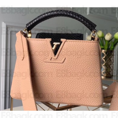 Louis Vuitton Capucines Mini Bag Python Handle and Flap Apricot