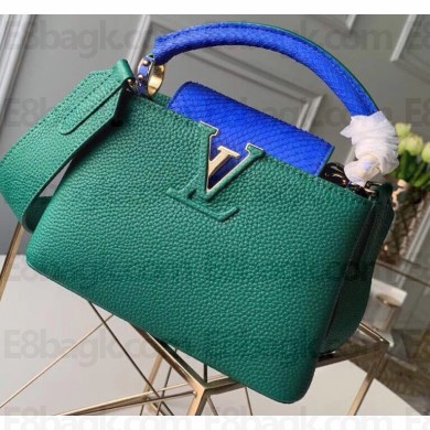 Louis Vuitton Capucines Mini Bag Python Handle and Flap Green/Blue
