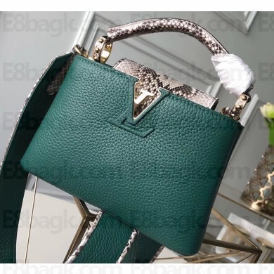 Louis Vuitton Capucines Mini Bag Python Handle and Flap N97075 Green