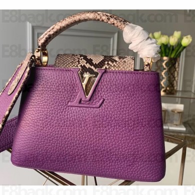 Louis Vuitton Capucines Mini Bag Python Handle and Flap Purple