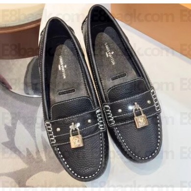 Louis Vuitton Leather Lock it Loafers Black