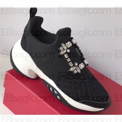 Roger Vivier Viv' Run Sneakers Black Strass Buckle 2019