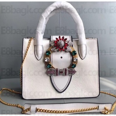 Miu Miu Madras leather Tote Bag 5BA043 White