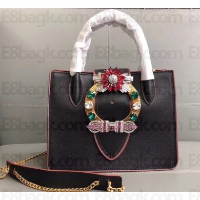 Miu Miu Madras leather Tote Bag 5BA043 Black/Multicolor