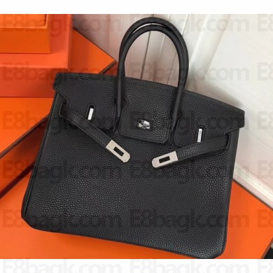 Hermes Birkin 25cm Bag Black in Togo Leather With Silver Hardware
